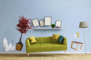 Weightless furnitures flying in a living room